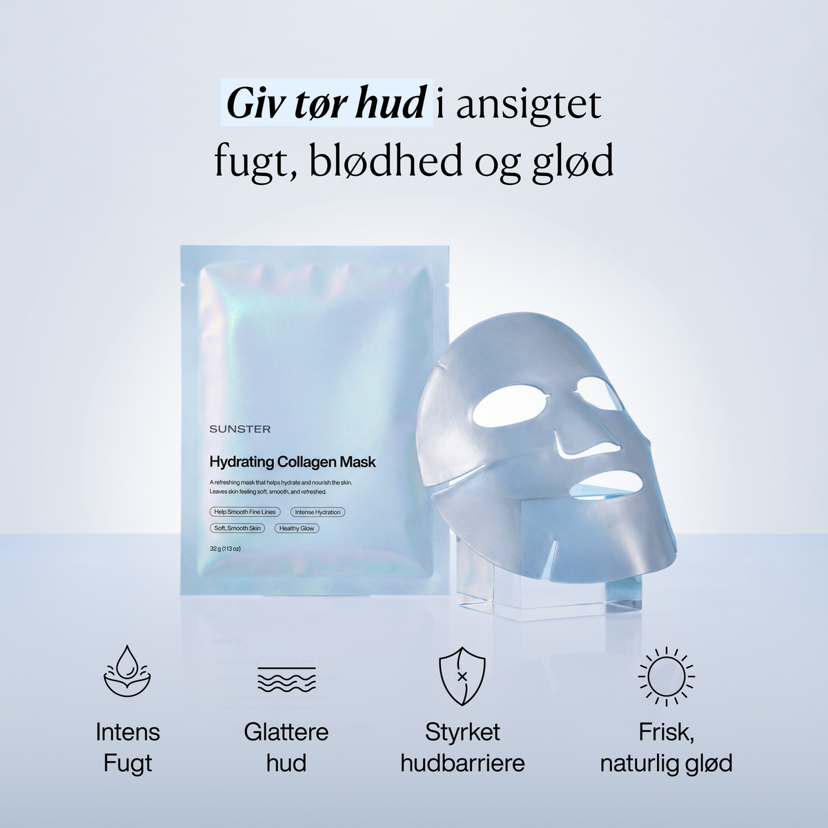 Fugtgivende Kollagenmaske